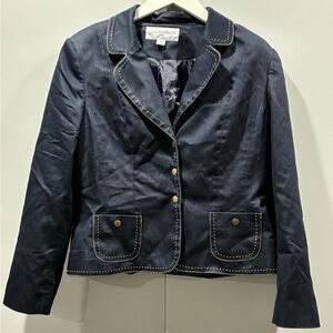 Sag Harbor Navy Contrast Stitch Blazer | Size 14